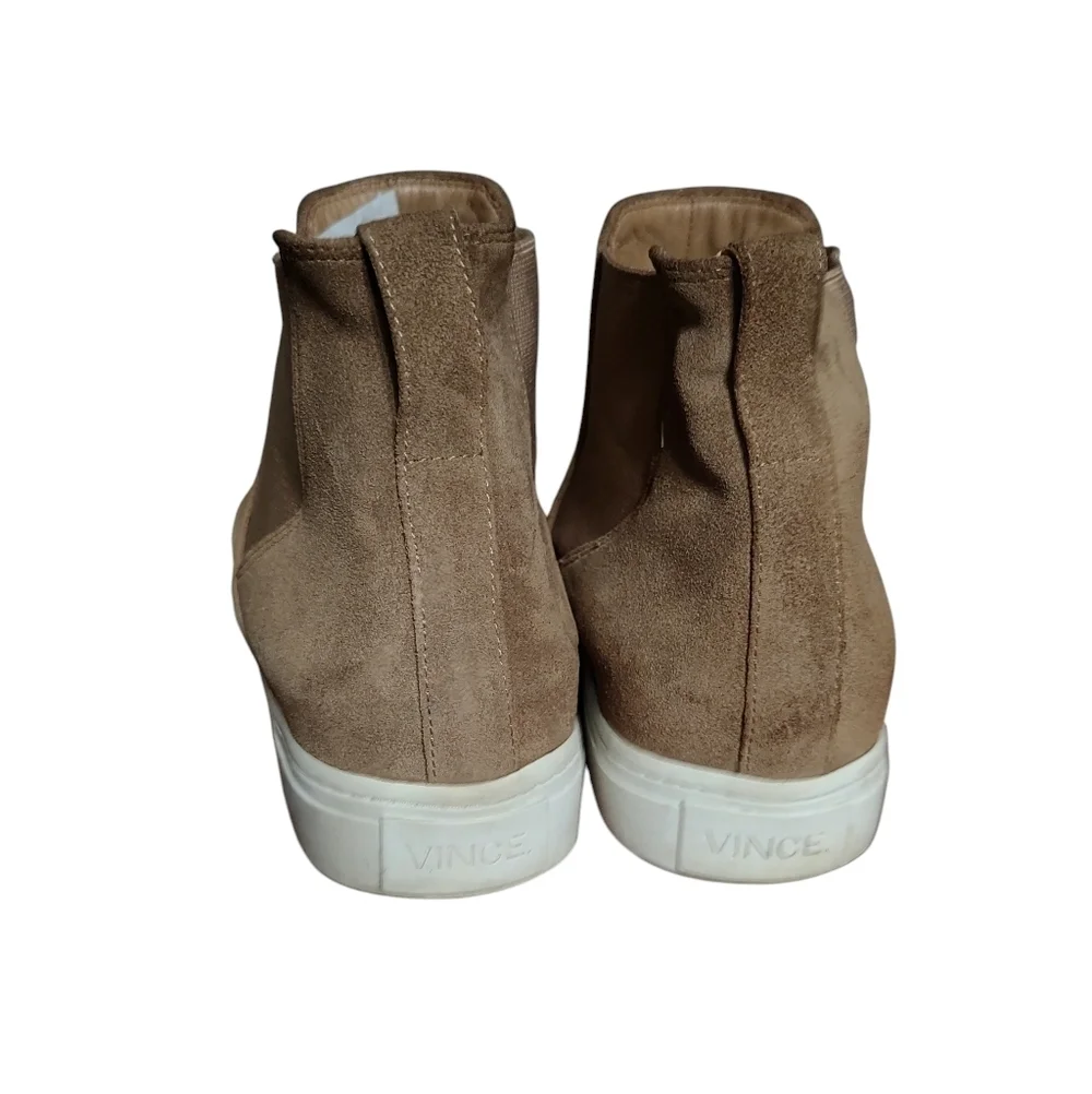 Vince Brown Mocha Mousse Suede Slip-On Chelsea Boots
